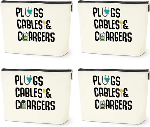 Miniatura 9 de Bolsa organizadora de cables de 2 piezas, divertida bolsa de maquillaje, bolsa de carga, bolsa de cosméticos, bolsa de almacenamiento de viaje