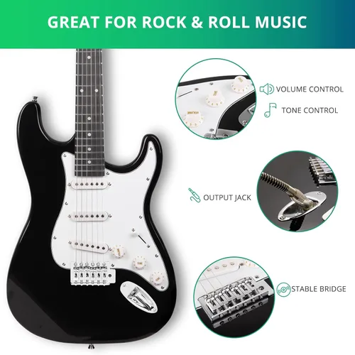 Miniatura 3 de Ktaxon - Guitarra eléctrica de 39 pulgadas, kit de guitarra de cuerpo sólido de tamaño completo para principiantes con bolsa para viaje, correa