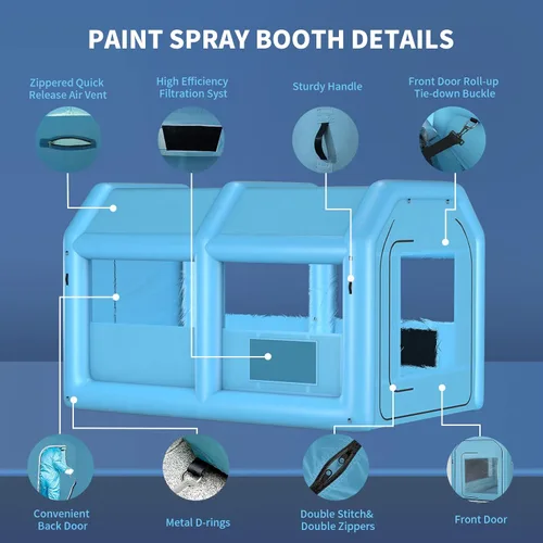 Miniatura 3 de Cabina de pintura inflable de 13.5 x 8.5 x 8.5 pies, cabina de pulverización inflable con un soplador de 750 W y sistema de filtro de aire, cabina