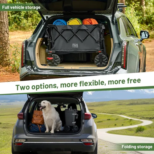 Miniatura 7 de Timber Ridge Carro plegable para exteriores con frenos, carrito plegable resistente con ruedas todo terreno para compras, camping, jardín, con bolsa