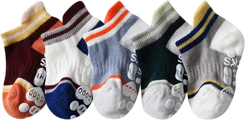 Miniatura 6 de Juego de 5 pares de calcetines antideslizantes para bebés, niños y niñas, juego de calcetines suaves y elegantes