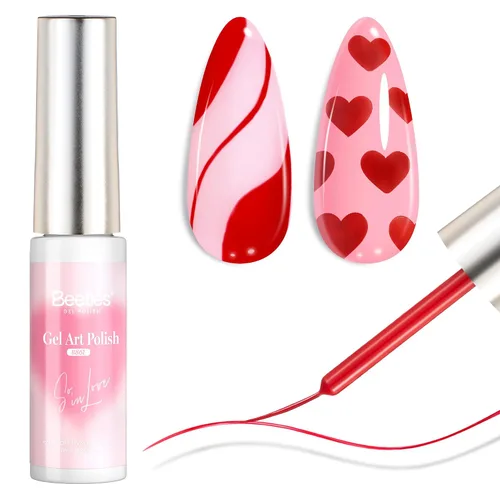 Miniatura 13 de beetles Gel Polish Swirl Nail Art - Esmalte de uñas de gel blanco, 1 unidad de 0.2 fl oz, pintura clásica de uñas de color blanco para línea