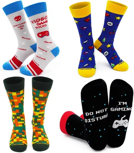 Miniatura 2 de PopCrew Power Socks Calcetines retro de videojuegos Divertidos calcetines de vestir novedosos para juegos, regalo para hombres y mujeres, unisex