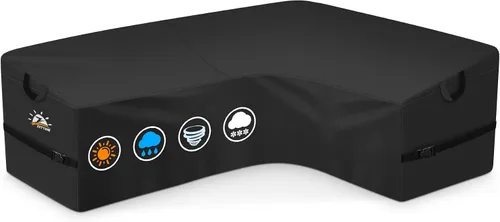 Miniatura 14 de Zettum Funda seccional en forma de L para exteriores, funda de sofá modular 600D para patio, fundas impermeables para muebles de patio para sofá