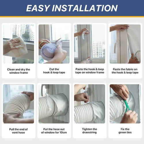 Miniatura 8 de LOVIGA Kit de ventilación portátil de aire acondicionado para ventana, kit de sellado 100% portátil de ventana de CA, se adapta a mangueras de 5 y 6