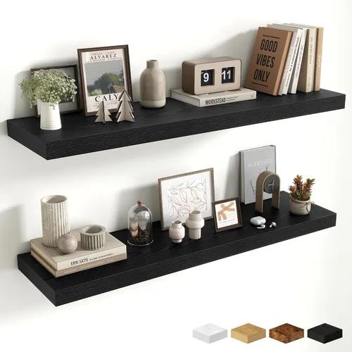 Miniatura 97 de Estantes flotantes de 48 pulgadas para pared, estante de chimenea de 10 pulgadas de profundidad, estantes flotantes de madera para pared, estantes