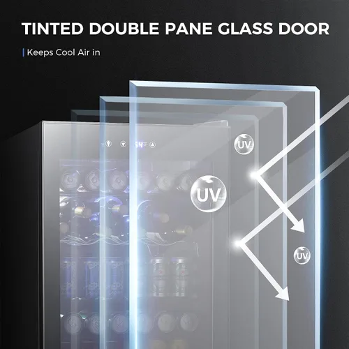 Miniatura 5 de Kismile Refrigerador y enfriador de bebidas de 4.5 pies cúbicos, mini puerta de vidrio para 145 latas, pantalla digital de temperatura