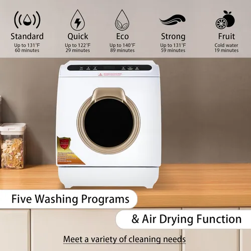 Miniatura 7 de Lavavajillas para encimera, lavavajillas portátil con 5 programas de lavado, lavavajillas compactos con tanque de agua integrado de 7 L, tanque