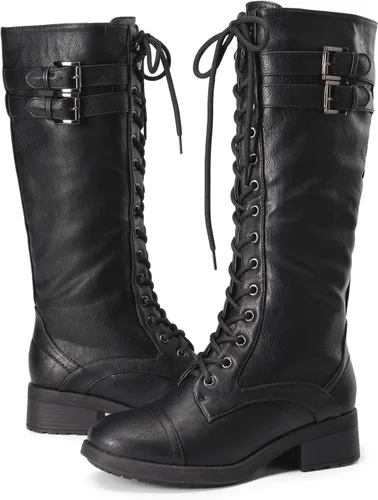 Miniatura 4 de DREAM PAIRS - Botas de poliuretano a la rodilla para mujer, estilo de equitación o combate