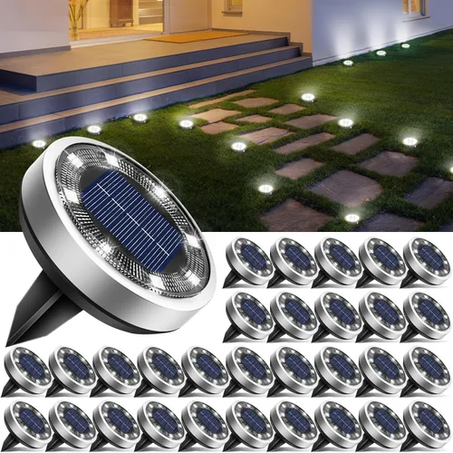 Miniatura 9 de btfarm 16 Pack Solar Lights Outdoor, 8 LED Solar Ground Lights IP65 Waterproof Flat Solar Disc Light, Pathway Lights for Garden Patio Yard Christmas