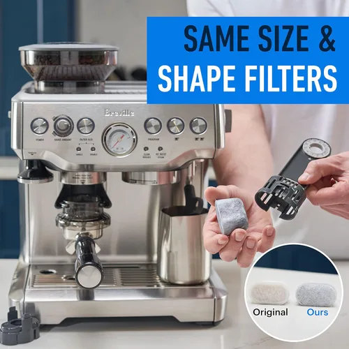 Miniatura 6 de Essential Values Paquete de 6 filtros de agua, compatibles con máquinas Breville Espresso - Reemplazo del filtro - Suministro de 1 año - Carbón 6