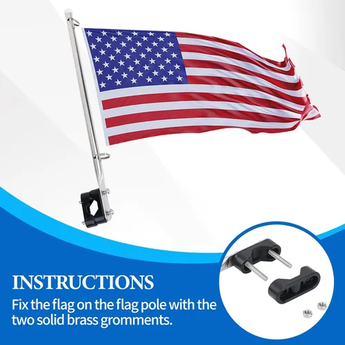 Miniatura 4 de Kit universal de bandera de barco con mástil de bandera de barco, poste de bandera de acero inoxidable, bandera de Estados Unidos con accesorios