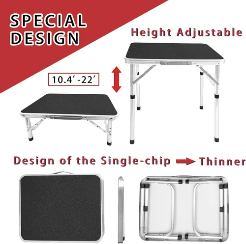 Miniatura 3 de Camp Field Mesa pequeña plegable de aluminio, altura ajustable, mesa de campamento portátil ligera para picnic, playa, al aire libre e