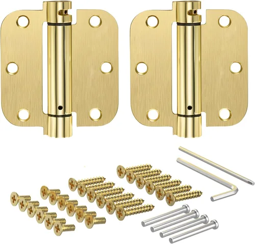 Miniatura 11 de Houseables Bisagras de puerta de cierre automático, cierre de puerta de bisagra de resorte, con resorte cargado, cierre automático, 4 pulgadas
