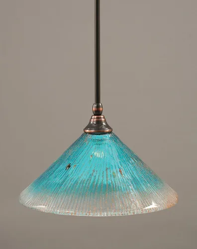 Miniatura 90 de Toltec Lighting Tallo Colgado Mini colgante, acabado de cobre negro, 3.5" cuadrado humo burbuja vidrio