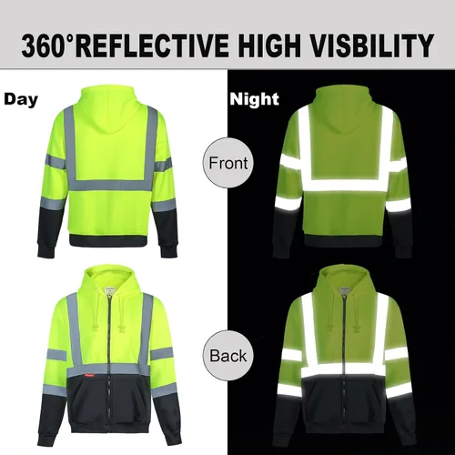 Miniatura 4 de ProtectX Hi Vis - Sudadera con capucha para hombres y mujeres, de alta visibilidad, reflectante, con bolsillos, para construcción, trabajo, clase 3
