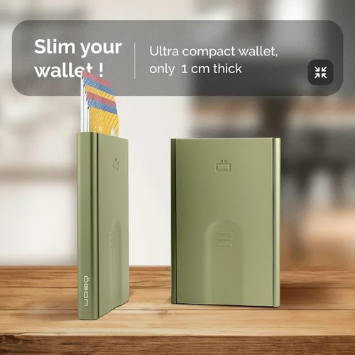Miniatura 4 de ÖGON -DESIGNS- Tarjetero automático de aluminio, protección RFID contra fraude y desmagnetización, cartera delgada y minimalista para hombres