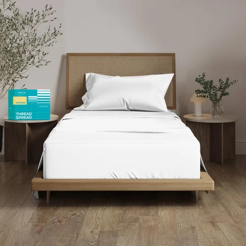 Miniatura 26 de THREAD SPREAD Sábanas 100% Algodón Egipcio Tamaño Twin - 800 Alto Número de Hilos 3 Piezas Sábanas Twin Extra Largas para Dormitorio, Bolsillo