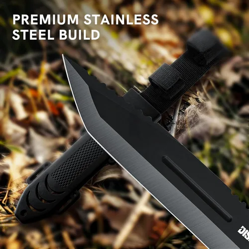 Miniatura 3 de Cuchillo de caza de hoja fija Dispatch con vaina, cuchillos de supervivencia de 12 pulgadas para hombres, cuchillo táctico Bowie con mango Cuchillo