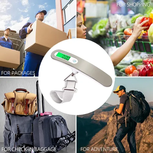 Miniatura 5 de Báscula de viaje digital recargable con correa para equipaje y maleta, peso máximo de hasta 110 libras110.2 lbs y diseño de pantalla LCD, puerto USB