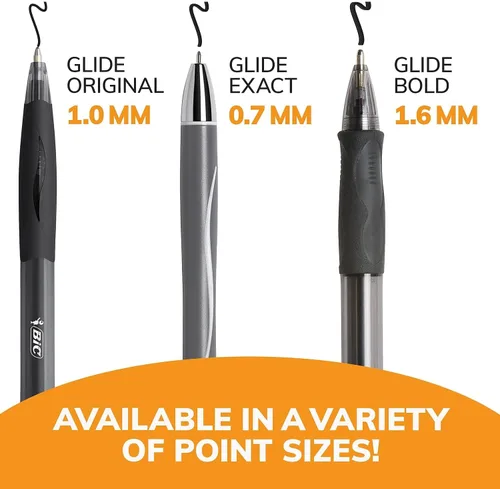 Miniatura 8 de BIC Glide Bold - Bolígrafos negros, punta gruesa (0.063 pulgadas), paquete de 12 unidades, bolígrafos retráctiles con cómodo agarre completo