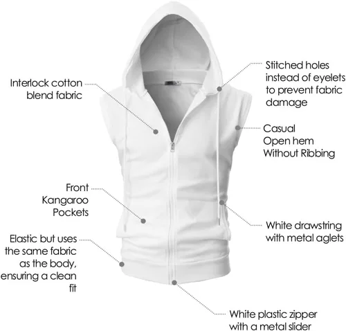 Miniatura 6 de Ohoo Sudadera con capucha para hombre, ajuste delgado, ligera, con cremallera