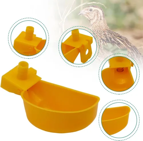 Miniatura 4 de 12 tazas de agua de codorniz para palomas, bebedero automático para pájaros para jaula, cría de aves de corral (amarillo)
