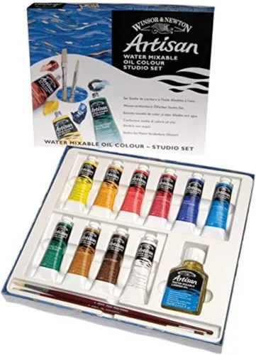 Miniatura 27 de Winsor & Newton Set de 10 tubos de pintura al óleo al agua, 21 ml