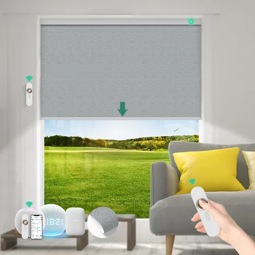 Miniatura 19 de Persianas motorizadas con control remoto [motor 100% opacas y silencioso] Persianas inteligentes compatibles con Alexa Google HomeKit, persianas