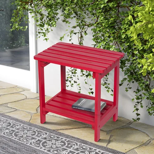 Miniatura 7 de Shine Company Providence - Mesa auxiliar rectangular de madera maciza, mesa de patio Adirondack para exteriores, color rojo chile Rojo (Chili Red)