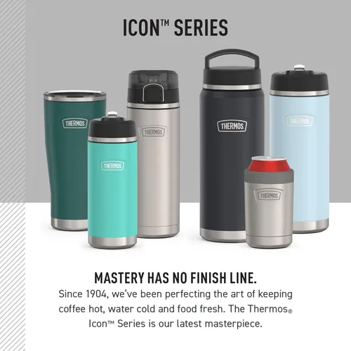 Miniatura 8 de THERMOS ICON SERIES, botella de agua de acero inoxidable con boquilla, 24 onzas, color verde alpino, botella de agua aislada al vacío con tapa