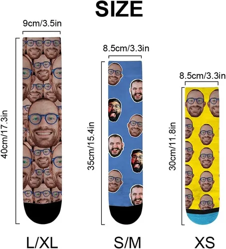 Miniatura 5 de Laffyett Calcetines personalizados con fotos, calcetines de cara personalizados con imágenes, calcetines novedosos personalizados divertidos