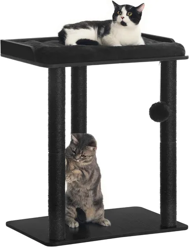 Miniatura 12 de FourFurPets - Árbol para gatos grande de 26.7 pulgadas, torre y condominio, postes para rascar para gatos de interior, plato grande, tres postes