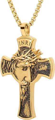 Miniatura 8 de Colgante de cruz de Jesús para espejo retrovisor de coche, accesorios de decoración, collar de cruz de acero inoxidable, regalo cristiano