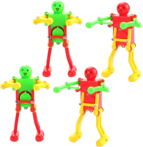 4 piezas de robot de baile de cuerda para adultos, diseño mecánico y material seguro, diversión portátil para juego en interiores y exteriores,