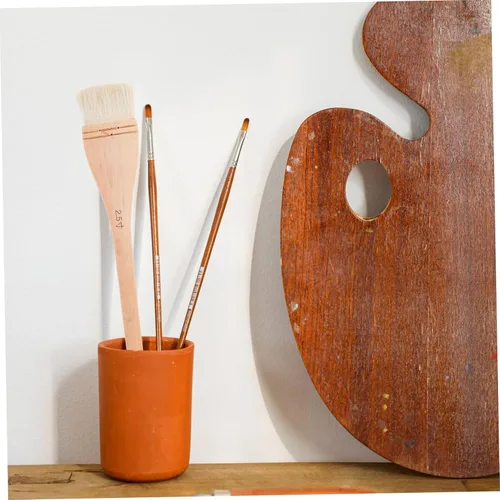 Miniatura 5 de EXCEART Herramienta de pintura de arte DIY pincel plano de pintura al óleo de tamaño pequeño para decoración casera pintura de pared