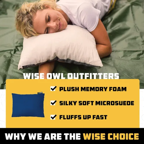 Miniatura 4 de Almohada de camping Wise Owl Outfitters - Artículos esenciales de camping y almohada de viaje para aviones, camping y viajes - Almohada de espuma