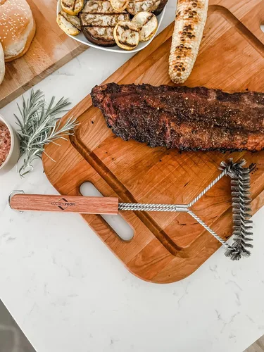 Miniatura 4 de Küchenprofi Cepillo de barbacoa de acero inoxidable – 17.7 pulgadas de largo, mango de palisandro – Cepillo de parrilla resistente y limpiador