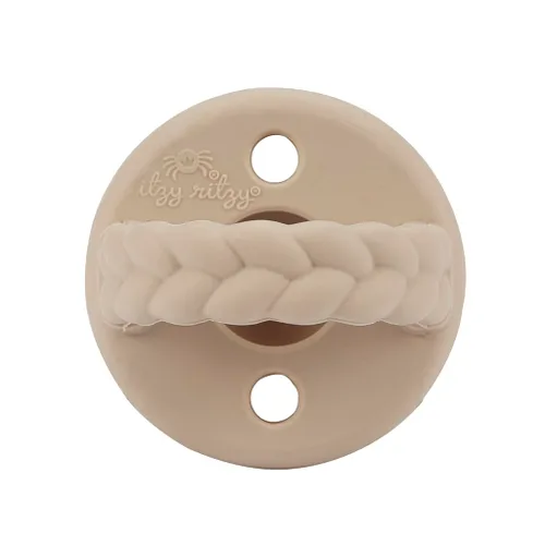 Miniatura 5 de Itzy Ritzy Chupetes de silicona para edades de 6 a 18 meses. Los chupetes Itzy cuentan con mango plegable y dos agujeros de aire para mayor Crema