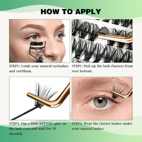 Miniatura 38 de Extensiones de racimos de pestañas 300 piezas, pestañas individuales 40D 0.07D rizado 11mm, para colocar en casa, bandeja grande de volumen
