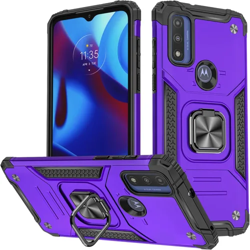Funda para Moto G Pure, funda Moto G Power 2022, soporte giratorio de grado militar de 360° (resistente), fundas protectoras a prueba de golpes para