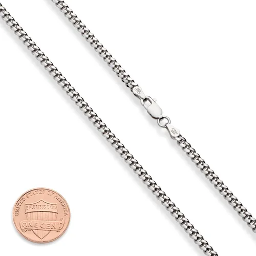 Miniatura 2 de Miabella Collar de cadena de eslabones cubanos de plata de ley 925 pesada italiana de 0.138 in, 0.197 in, 0.276 in para hombre, fabricado en Italia