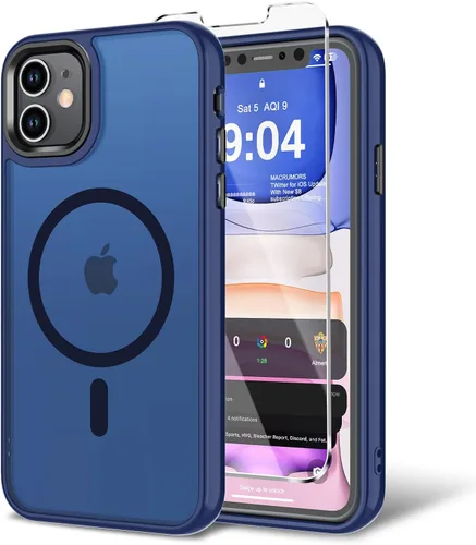 Miniatura 176 de Funda para iPhone 11 con protector de pantalla, compatible con MagSafe, ultra delgada, translúcida, mate, a prueba de golpes, color negro