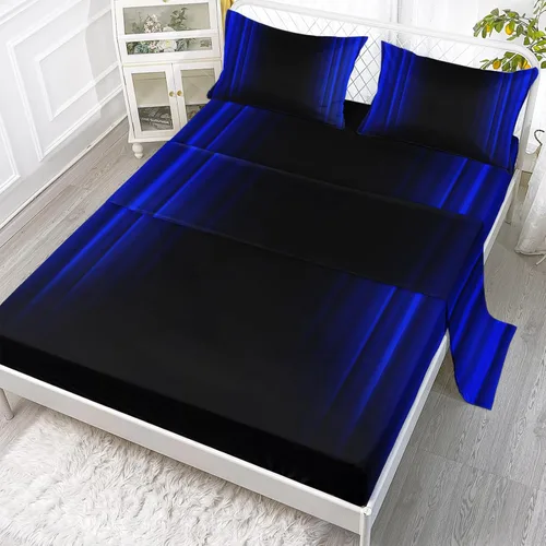 Miniatura 26 de Axolotl Juego de sábanas de gato negro de dibujos animados tamaño full, diseño de estrellas y luna impreso, ropa de cama para niños para decoración