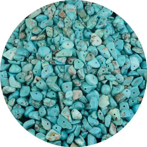 Cuentas de piedra de chip turquesa de 5 a 0.315 in, aproximadamente 400 piedras preciosas irregulares de cristal curativo, agujero de cuentas