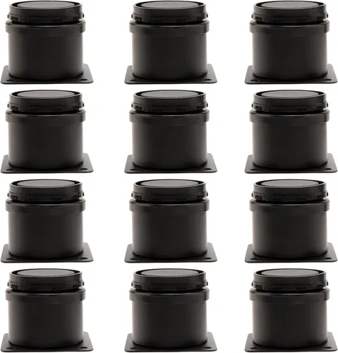 ZOENHOU - Paquete de 12 patas ajustables para muebles de 2 a 2.4 pulgadas de altura, patas de metal de acero inoxidable negro, pies de nivelación