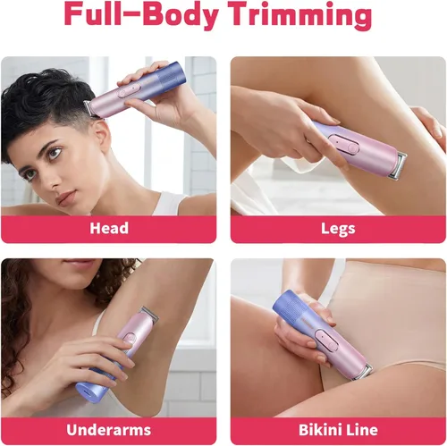 Miniatura 6 de PRITECH Recortadora de cabello para mujer, recortadora de bikini recargable para mujer, cabello púbico, uso húmedo y seco, afeitadora eléctrica sin