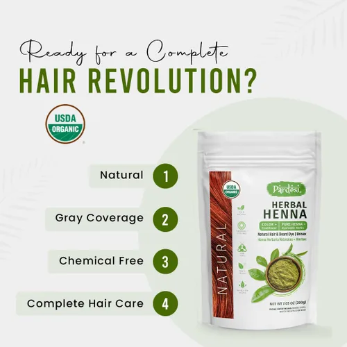 Miniatura 6 de Pardesi Henna orgánica natural 7.05 oz - Tratamiento natural para el cabello y acondicionador Halal, sin OMG, vegano Sin químicos