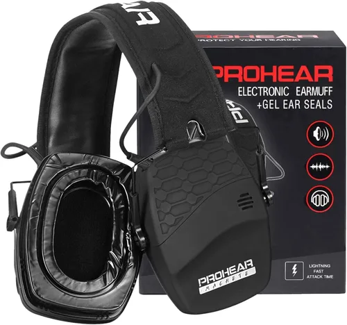 Miniatura 8 de PROHEAR Orejeras electrónicas digitales de protección auditiva con almohadillas de gel GEP02, orejeras de amplificación de sonido 5X, protección