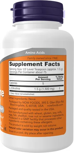 Miniatura 2 de NOW Suplementos, L-citrulina en polvo puro, apoya el metabolismo de proteínas*, 4 onzas